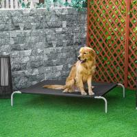 PawHut-cama elevada para perro, transpirable, para dormir, relajarse, marco de acero, interior y exterior, 130x90x20 cm, color negro - details 1