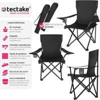 Sillas Plegables de Acero para Camping Resistentes, Soporte para Bebida, Uso Exterior, Terraza y Picnic Negro - details 4