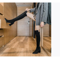 Botas de rodilla tacones altos no tubo nuevo otoño e invierno gamuza botas de tacón grueso pequeñas botas altas - details 9