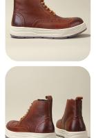 Versión coreana de zapatos de cuero genuino para hombre de caña alta con grabados de estilo británico - details 5