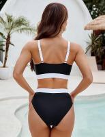 Traje de baño de dos piezas con bloques de color para mujer Bikini sexy con control de barriga y cintura - details 10
