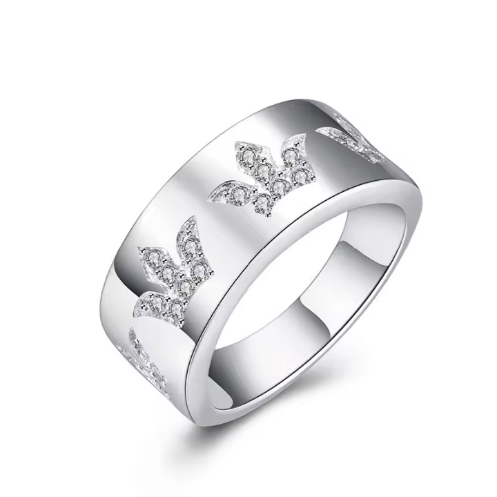 925 Sterling Silver Crown Pattern Zircon Ring For Woman Men Wedding Engagement Jewelry - 1