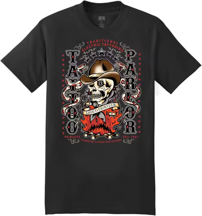 Lucky 13-camisa de los Howdy para hombre, color negro - 1