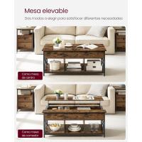 Mesa de Central con Tablero Elevable Estilo Rústico Marrón y Negro Ideal para Dormitorio con Espacio Abierto y Oculto Forma de X - details 25