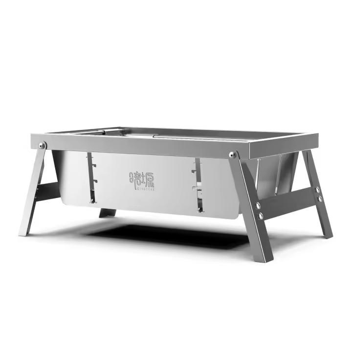 Estufa de leña de picnic de acero inoxidable para el hogar plegable portátil para acampar al aire libre, estufa de barbacoa desmontable - 1