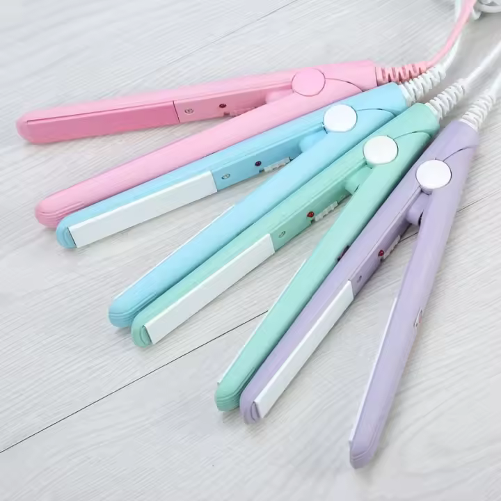 Plancha alisadora de pelo 2 en 1, plancha eléctrica de cerámica, Mini herramientas de estilismo para alisar la barba antiestática - 1