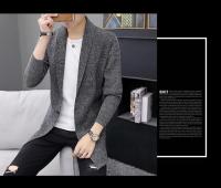 Suéter de otoño e invierno para hombre, suéter de punto, chaqueta, cárdigan largo para hombre, suéter de lana, suéter de color sólido - details 12