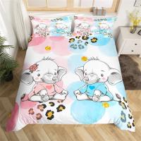 Juego de Ropa de Cama con Elefante y Flores para Bebé Animal de Dibujos Animados Lindo Cubierta de Edredón de Giraffe para Niñas y Niños - details 25