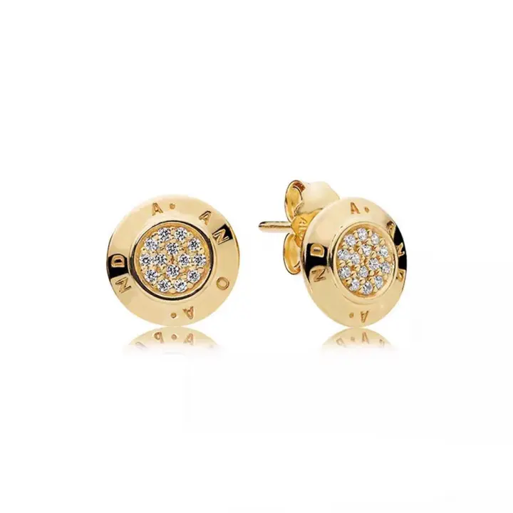 Pendientes de mujer de oro con diamantes redondos - 1