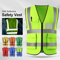 Chaleco de Seguridad de Alta Visibilidad con Bolsillo Franja Reflectante Cierre de Cremallera Para Trabajo de Constructcción Deportes Nocturnos Ropa de Ciclismo Tela Transpirable - details 1