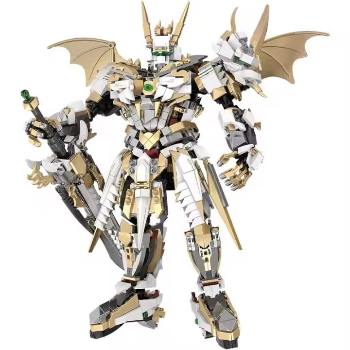 Juego de bloques de construcción Hero Mech para adultos, kit de construcción de modelo de robot de armadura dorada con espadas clásicas, regalos ninja coleccionables de estilo Chinoiserie de núcleo duro para hombres y niños mayores de 12 años (1609 piezas - 1