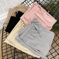 Pantalones anchos hasta el tobillo para mujer Pantalón informal de cintura elástica sólido, pantalones sueltos de seda de hielo, primavera y verano - details 14