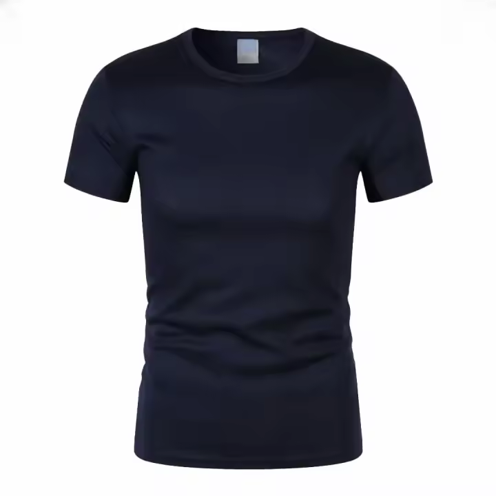 Camiseta de manga corta de seda de hielo para hombre, camiseta informal cómoda y holgada, color sólido, versátil para todas las estaciones - 1