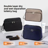 Neceser de doble capa para hombre, separación en seco y húmedo, organizador de artículos de tocador de viaje de gran capacidad, bolsa de lavado impermeable - details 6