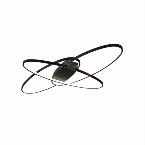 Luz LED de techo con Control remoto, iluminación moderna de 3 elipses largos escalonados, color negro/blanco, para comedor y dormitorio - 1