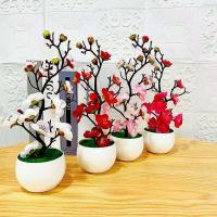 Simulación de estilo chino para decoración de mesa, plantas artificiales de invierno con maceta, para sala de estar, armario, 1 unidad - details 0