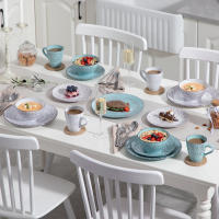 Vancasso-Juego de vajilla de gres con plato de cena, plato de postre, tazón, taza, servicio para 4 personas, VINE 16 - details 1