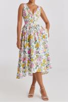 2025 nuevos modelos de primavera y verano, vestido de tirantes ajustado, vestido de temperamento con cuello en V estampado informal europeo y americano - details 7