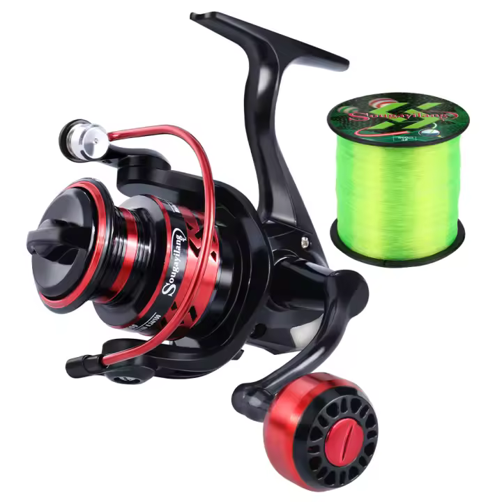 Carrete de Pesca Sougayilang 12+1BB de Alta Resistencia en Aluminio con Arrastre Máximo de 16kg y Línea de Pesca de 500m Regalo Gratis - 1