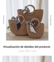 Bolso tejido de vid Yasewe, bolso tejido de gran capacidad para mujer, bolso de paja de estilo francés, bolso para fotos estilo Hepburn - details 7