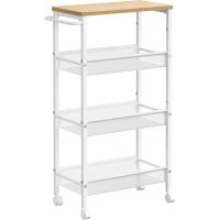 Carro de 4 Niveles, Carro Estrecho de Cocina con Ruedas, con Asa, para Espacio Reducido, 22 x 45,4 x 77 cm, para Cocina, Baño, Salón, Estudio, Marrón Rústico y Negro - details 54