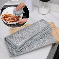 Paño de Limpieza de Acero Engrosado Paño de Cocina de Malla de Microfibra de Hierro de Doble Capa - details 2