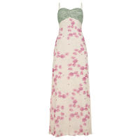 BUNO-Vestido largo sexi con tirantes finos y estampado de encaje para mujer, vestido elegante sin mangas con hombros descubiertos y espalda descubierta, vestido ajustado de cintura alta - details 6