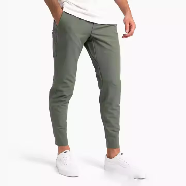 Pantalones informales de seda de hielo para hombre, finos, europeos, sencillos, lisos y elásticos, verano 2025 - 1