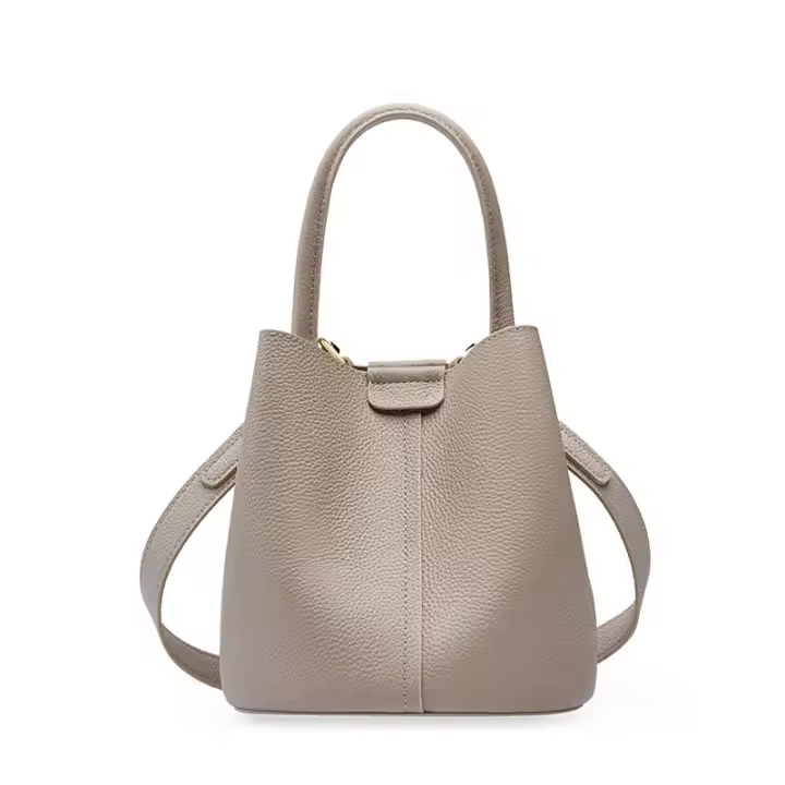 Bandolera y bolso de mano de cuero premium, estilo cubo con acabado de lujo - 1