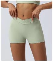 Pantalones cortos deportivos para mujeres con cintura cruzada y levantamiento de glúteos ideal para yoga y fitness tipo Triad Pantalones de gimnasio para correr al aire libre material de nylon temporada aplicable de primavera hasta verano - details 11