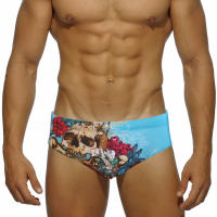 Jessborn pantalones cortos de natación para hombre, bañador sexy de tiro bajo con estampado de calavera 3D, ropa de baño para entrenamiento de surf en la playa - details 4
