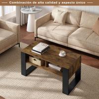 Mesa de Café de Estilo Rústico Marrón y Negro Tamaño Compacto 90x45x45cm - details 2