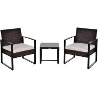 Juego de Mesa y Sillas de Jardín al Aire Libre Ratán Negro 3 Piezas 2 Sillones y 1 Mesa de Vidrio - details 17