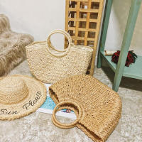 Bolsos de paja con forma de luna para mujer, bolso de mimbre tejido Vintage hecho a mano, ideal para playa, Verano - details 21