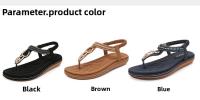 Sandalia Plana Mujer 2025 Boho Chic con Hebillas Metálicas de Lujo - Zapatos de Verano Cómodos para Playa, Fiesta y Diario, Moda Primavera-Verano Elegante - details 2