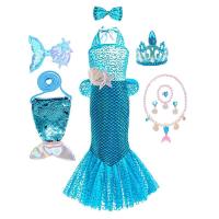AmyStylish Niñas Princesa Sirena Ariel Cosplay Halloween Fiesta de Cumpleaños Verano Playa Vacaciones Vestido - details 26
