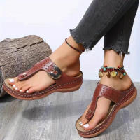 Women's Platform Flip Flops Comfortable Open Toe Slip On Shoes Women Casual Walking Shoes - details 2