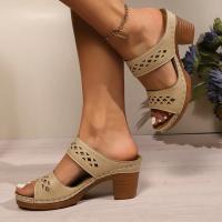 Sandalias de Tacón Grueso Retro con Espacio Hueco Zapatillas de Tacón Alto Ligereas para Mujer - details 10