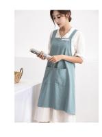 Delantal de cocina de estilo japonés nuevos, delantales de jardinería resistentes a las manchas con espalda cruzada, delantal de lino y algodón para mujer para adultos y niños - details 5