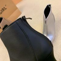 Nuevas botas de mujer con tacón de gato, boca en V, ajustadas, color marrón y piel desnuda. - details 11