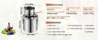 SucceBuy Moonshine Destilador de alcohol de agua quieta 3 galones con bomba de agua de acero inoxidable - details 5