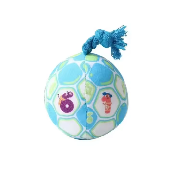 Pelota de juguete para perros con relleno de algodón PP, con nudo de cuerda, campana interactiva, juguete con sonido de felpa para mascotas, resistente a mordeduras, bola de disco para perros - 1