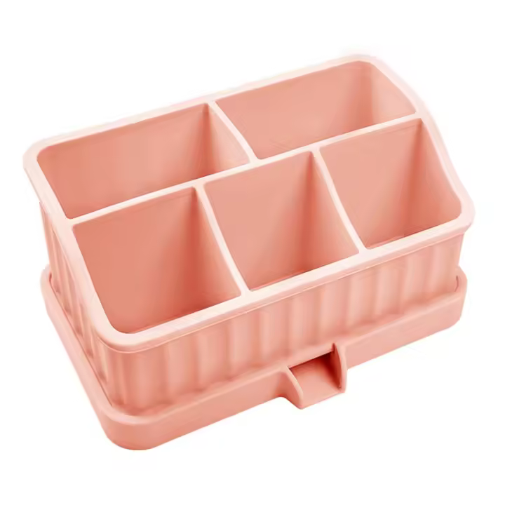 Caja de almacenamiento de cepillos de dientes de silicona desmontable, caja de almacenamiento de cosméticos con drenaje antideslizante, organizador de pasta de dientes de fácil limpieza - 1
