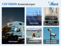 Anern Batería LiFePO4 12.8V 100Ah 1280WH Ideal para RV, Carritos de Golf, Viajes fuera del Grid Solar - details 1