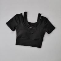 Camiseta de fitness transpirable de manga corta para mujer para entrenamientos de yoga de secado rápido - details 3