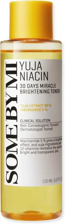 SOME BY MI Yuja Niacin 30 Days Miracle 5.07Oz, 150ml 5% Niacinamida 12 Vitamin Face Toner Iluminador de imperfecciones y melasma para - 1