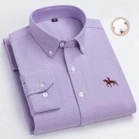 hombre manga larga ropa hombre S~7XL 100% algodón puro Camisa giratoria Oxford de manga larga para hombre Ocio de negocios Bolsillo bordado Slim Fit Estilo de botón Suave Med - details 39