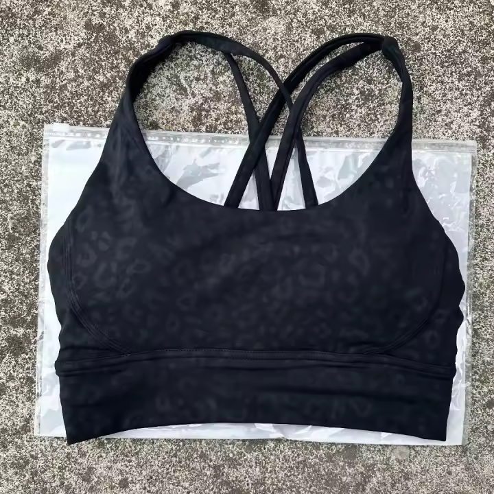 Sujetador deportivo de color sólido para mujer, top suave y ajustado, entrenamiento integral, trotar, gimnasio, yoga, ropa interior, espalda cruzada con almohadilla para el pecho - 1
