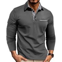 Polo informal con cuello vuelto para hombre, camisetas de manga larga, tops masculinos - details 3