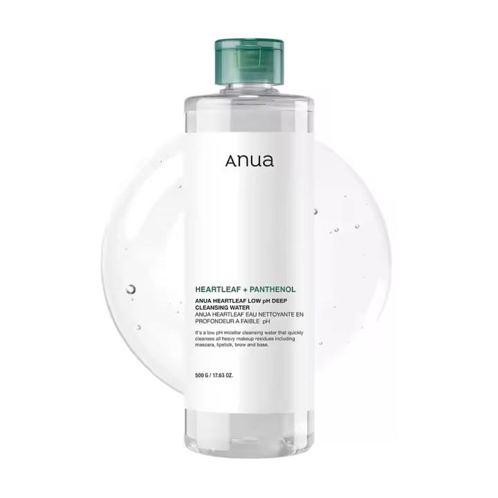 ANUA Heartleaf Agua micelar de limpieza profunda de bajo pH, pantenol, escualano, desmaquillante para pieles sensibles, cuidado de la piel coreano - 1